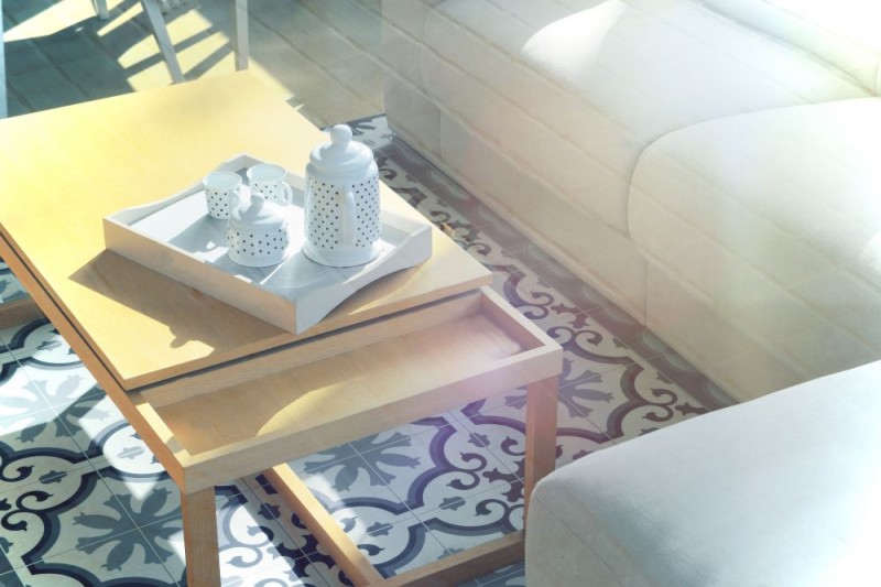 carreaux de ciment en décoration de sol 