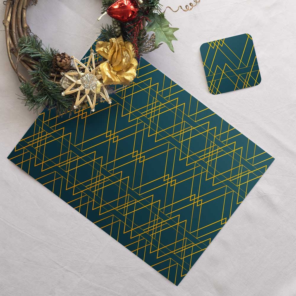 Ensemble sets de table et sous-verres Evan